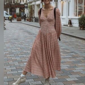 Free People Boho Patterned Midi Dress